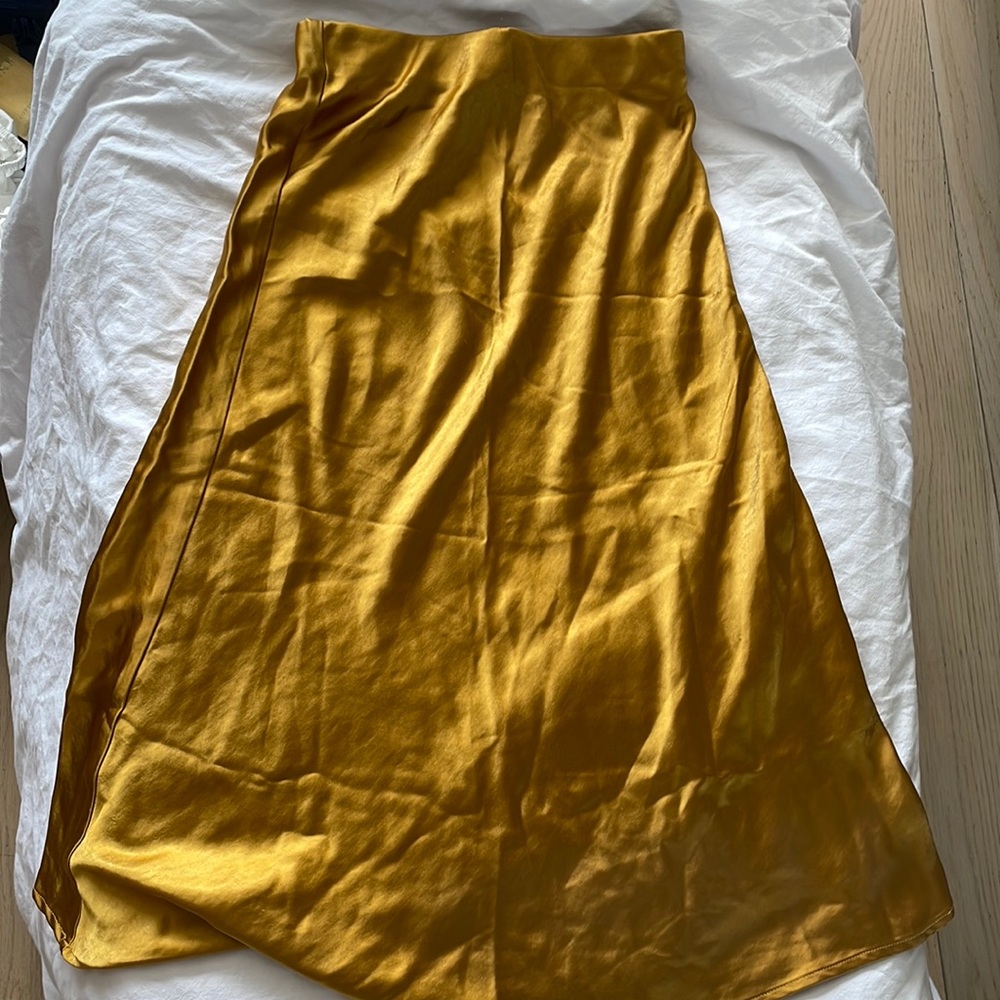 Satin Midi Skirt | mustard gold | XS